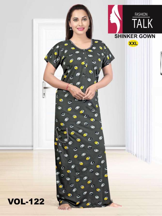 Ft Shinker Gown 122 Latest Fancy Nighty Cotton Printed Night Wear Collection